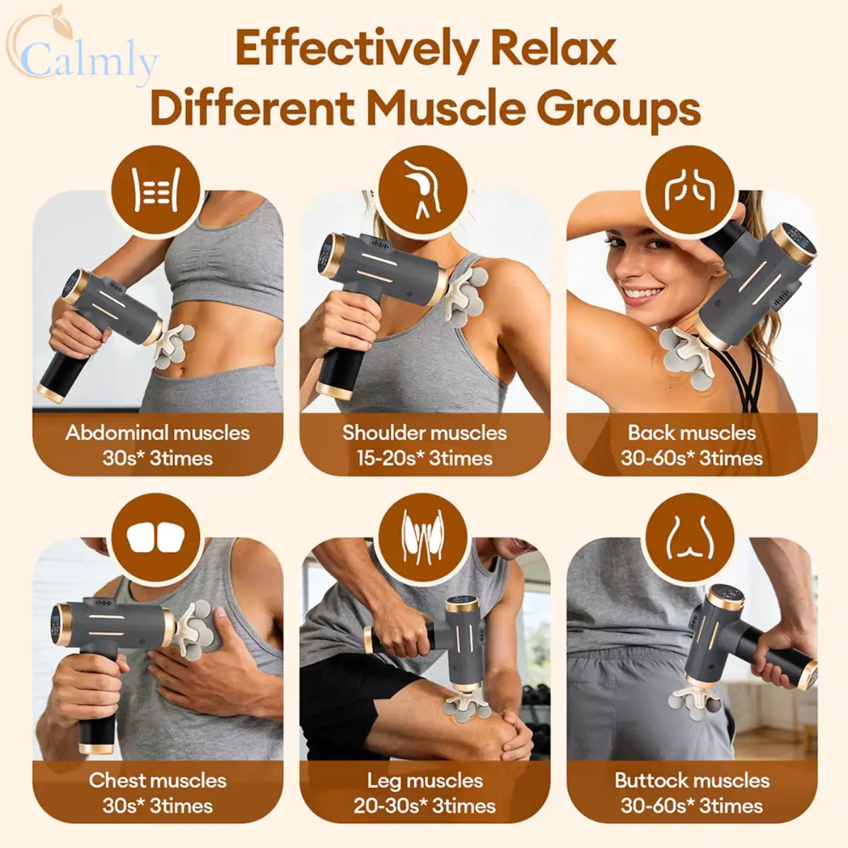 Professional deep tissue massage gun with digital display and Type-C charging