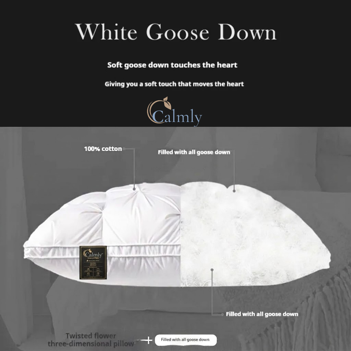 Calmly™ Goose Down Luxury Pillow Calmly
