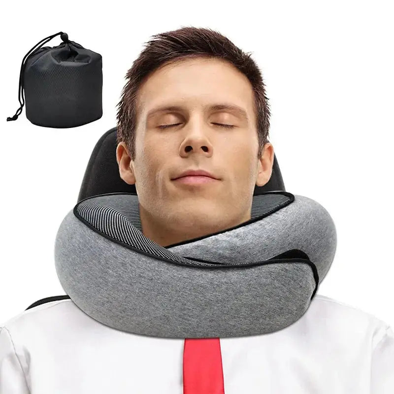 U-shaped Pillow Snail Style Travel Neck Pillow Memory Foam Travel Neck Support Portable Adjustable Soft Noon Break Sleep Pillows Calmly Co.