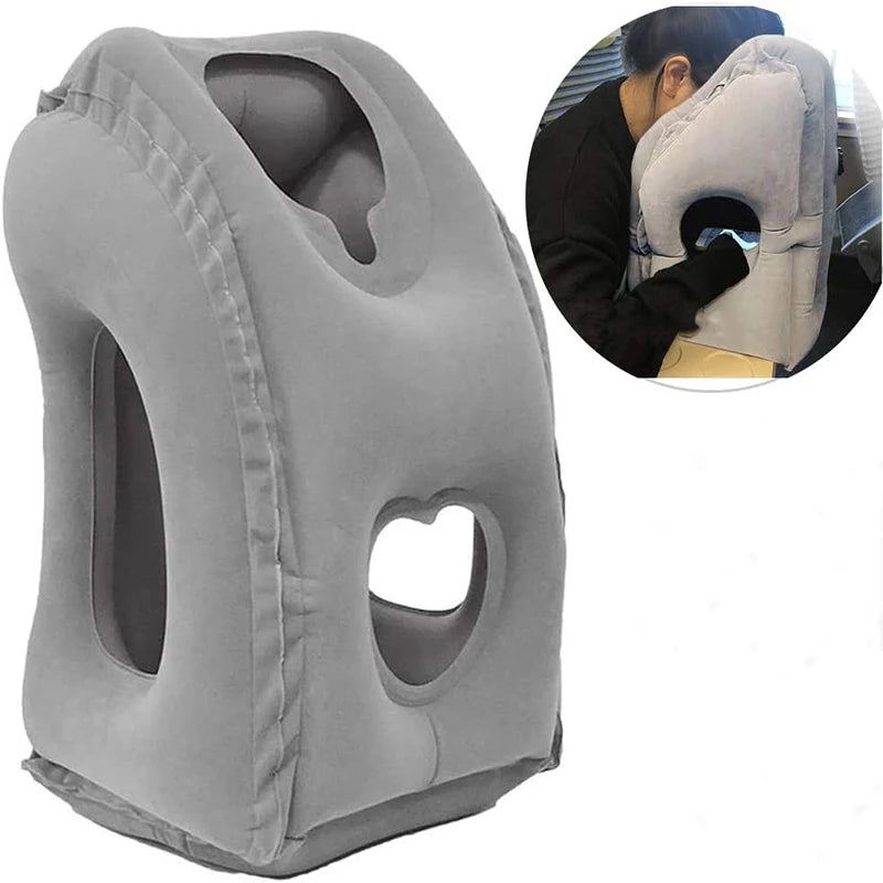 New Pattern Inflatable Travel Pillow Portable Chin Support Neck Pillow for Airplane Car Bus Train Office Nap Rest Support Pillow Calmly Co.