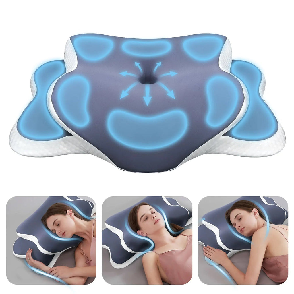 Memory Foam Pillow Cervical Pillow Neck Pain Relief Contour Ergonomic Orthopedic Neck Support for Side Back Stomach Sleeper Gift Calmly Co.