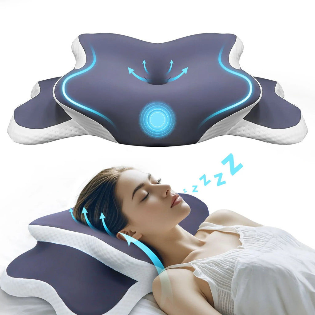Memory Foam Pillow Cervical Pillow Neck Pain Relief Contour Ergonomic Orthopedic Neck Support for Side Back Stomach Sleeper Gift Calmly Co.