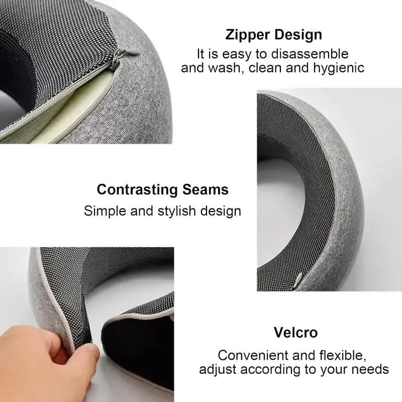 U-shaped Pillow Snail Style Travel Neck Pillow Memory Foam Travel Neck Support Portable Adjustable Soft Noon Break Sleep Pillows Calmly Co.