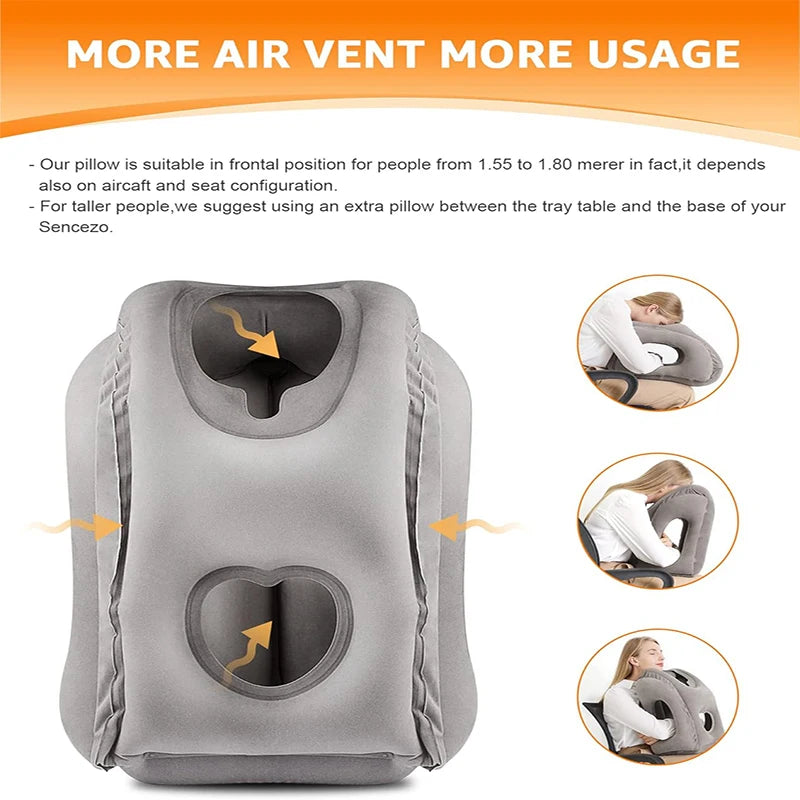 New Pattern Inflatable Travel Pillow Portable Chin Support Neck Pillow for Airplane Car Bus Train Office Nap Rest Support Pillow Calmly Co.