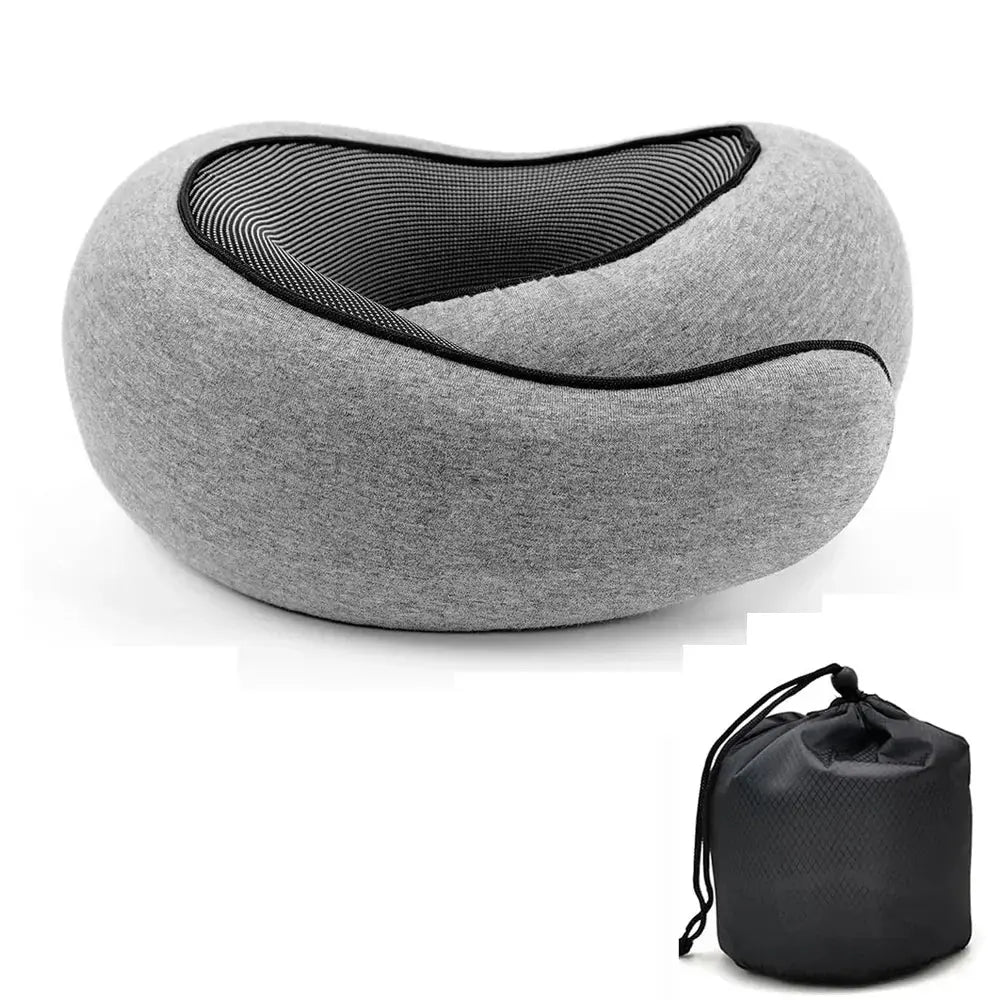 U-shaped Pillow Snail Style Travel Neck Pillow Memory Foam Travel Neck Support Portable Adjustable Soft Noon Break Sleep Pillows Calmly Co.