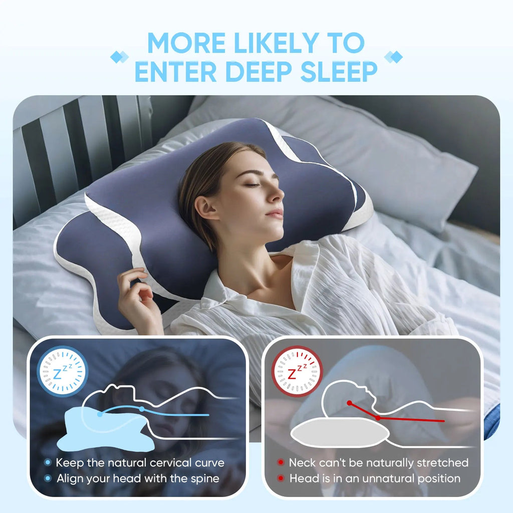 Memory Foam Pillow Cervical Pillow Neck Pain Relief Contour Ergonomic Orthopedic Neck Support for Side Back Stomach Sleeper Gift Calmly Co.