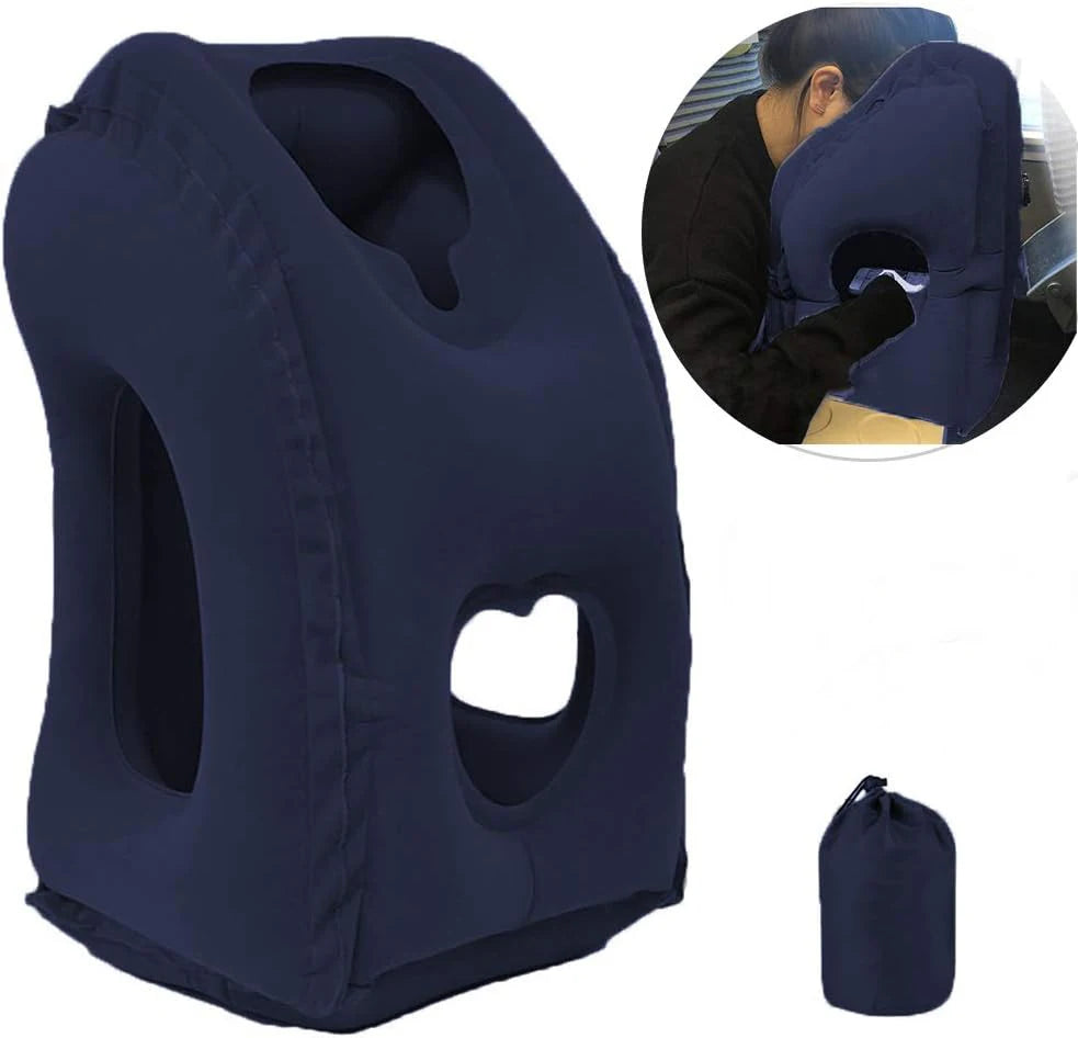 New Pattern Inflatable Travel Pillow Portable Chin Support Neck Pillow for Airplane Car Bus Train Office Nap Rest Support Pillow Calmly Co.