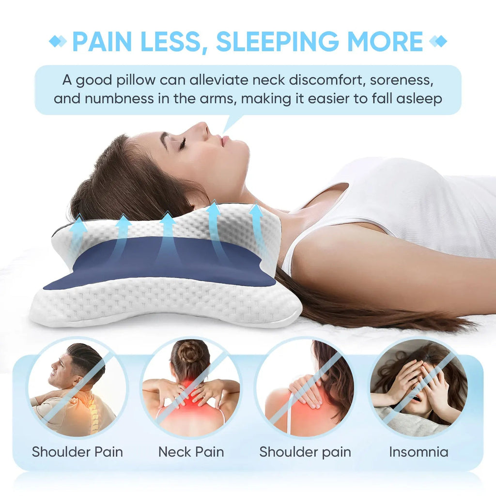 Memory Foam Pillow Cervical Pillow Neck Pain Relief Contour Ergonomic Orthopedic Neck Support for Side Back Stomach Sleeper Gift Calmly Co.