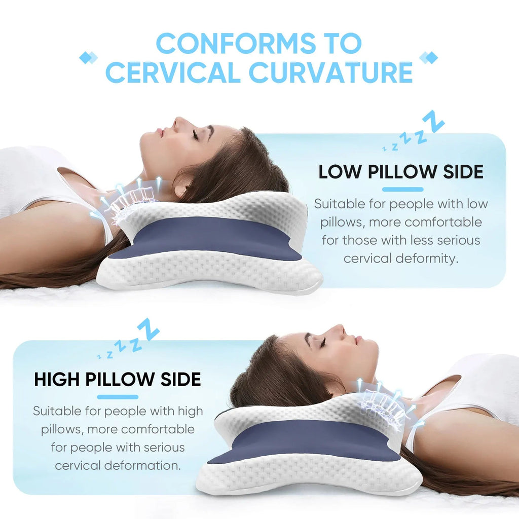 Memory Foam Pillow Cervical Pillow Neck Pain Relief Contour Ergonomic Orthopedic Neck Support for Side Back Stomach Sleeper Gift Calmly Co.