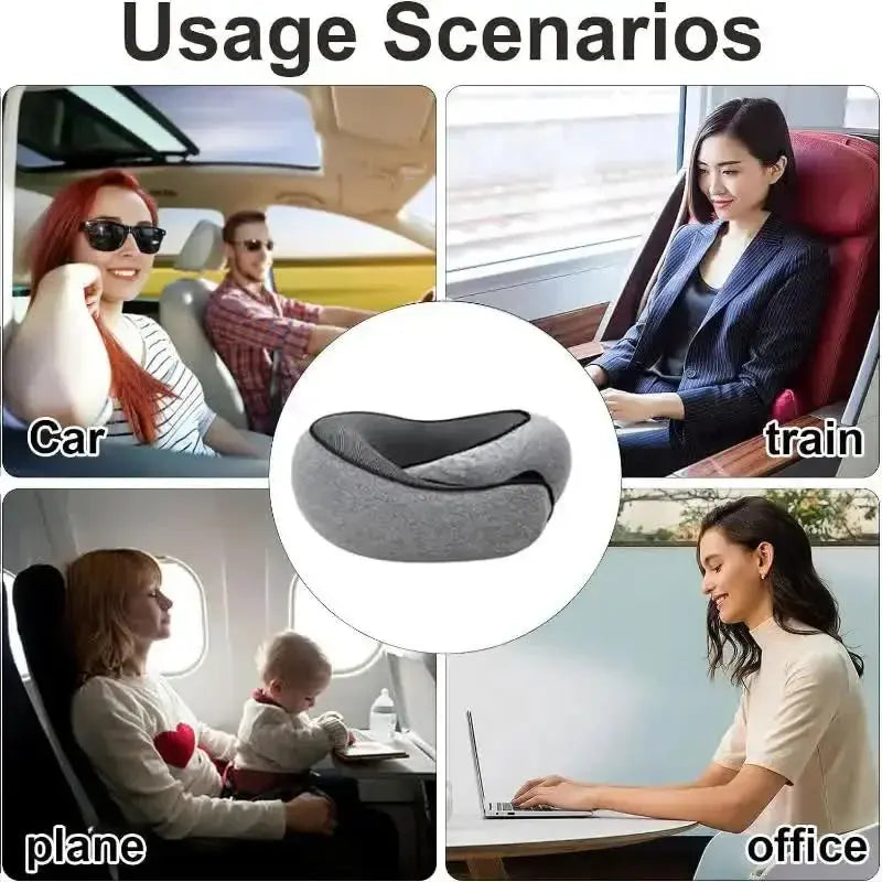 U-shaped Pillow Snail Style Travel Neck Pillow Memory Foam Travel Neck Support Portable Adjustable Soft Noon Break Sleep Pillows Calmly Co.